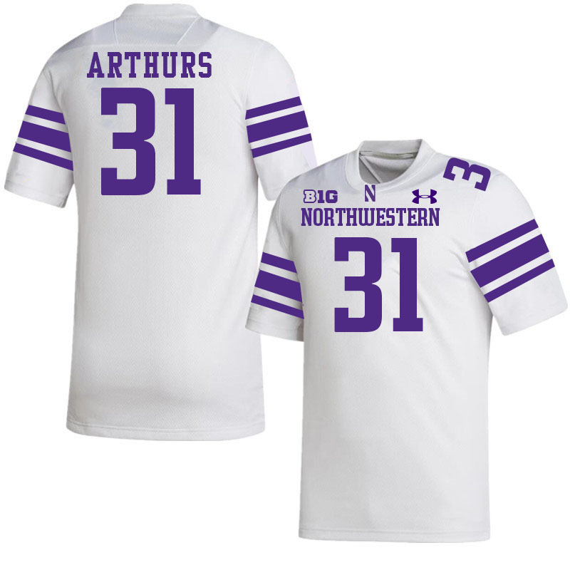 Northwestern Wildcats #31 Jake Arthurs College Football Jerseys Stitched-White